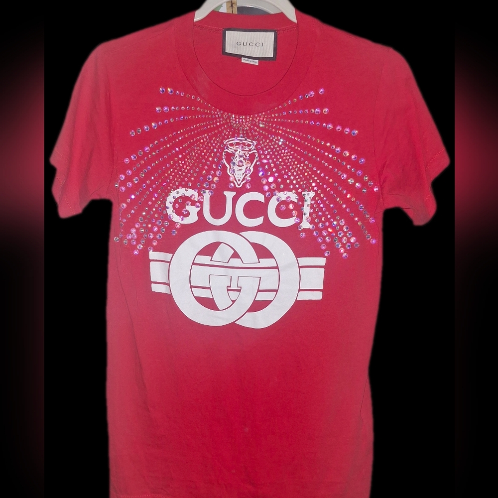 Gucci Red Beaded Logo Tee
